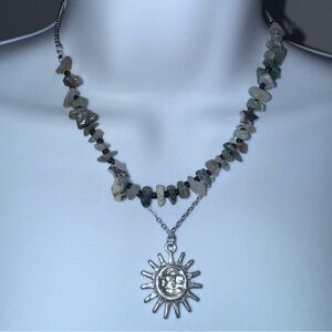 Sun Pendant Stone Necklace